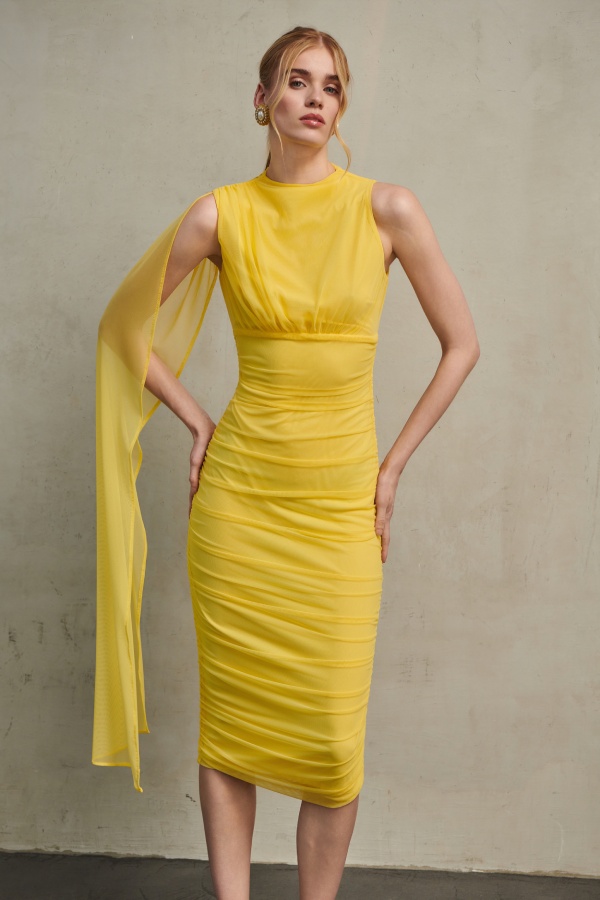11 Yellow Midi Mesh Dress - Image 1