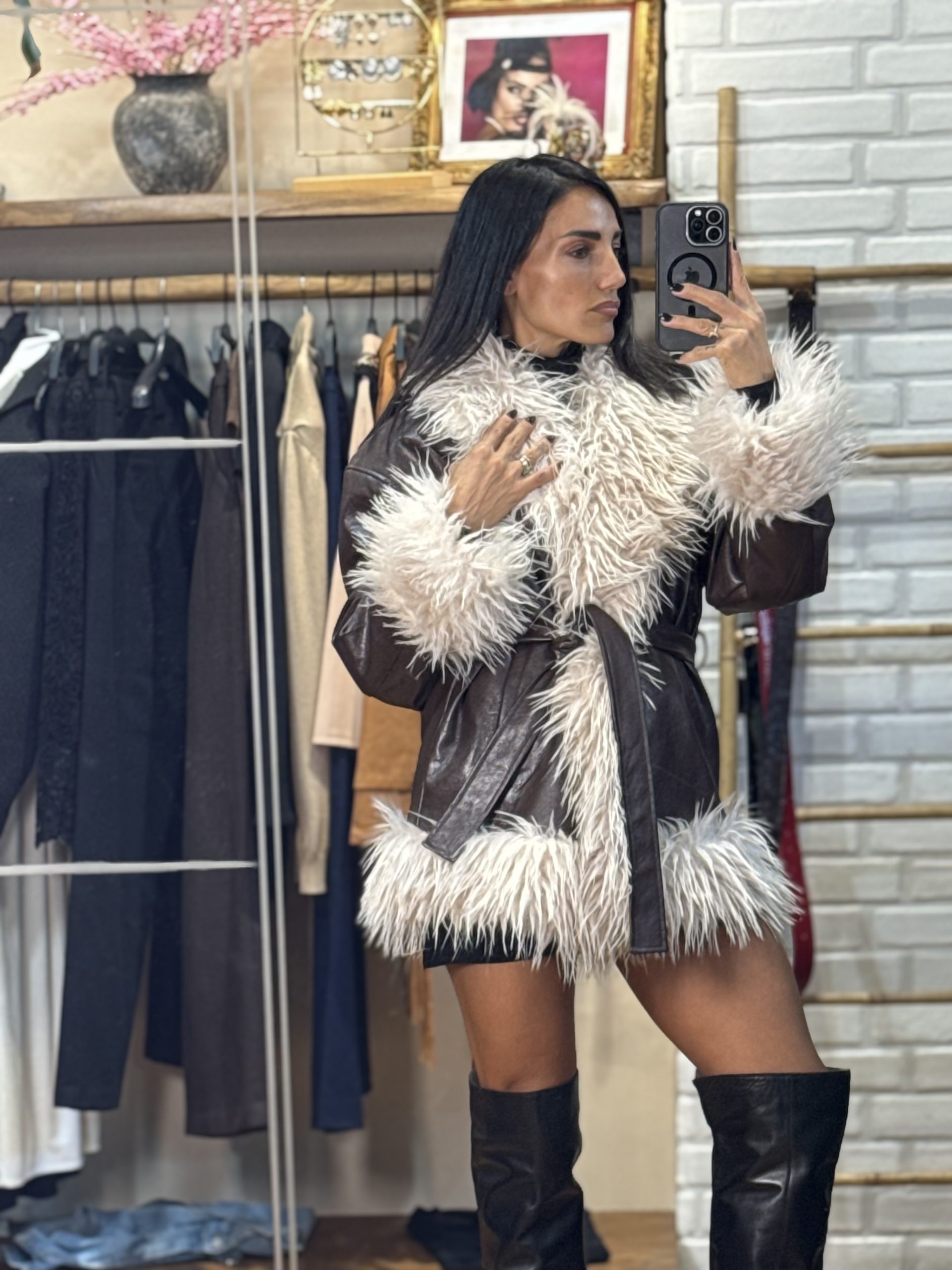 image00005 LEATHER JACKET WITH FAUX FUR - Image 1
